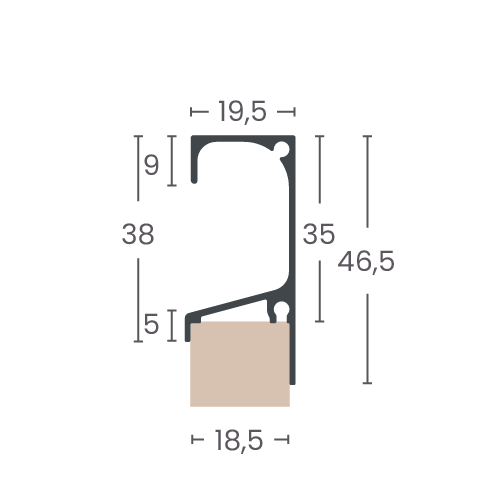 Perfil Puxador Sobreposto 5047T - Puxador Gola Para MDF de 18MM - Alternativa