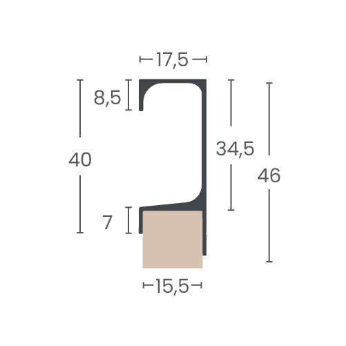 Perfil Puxador Sobreposto 5046T - Puxador Gola Para MDF de 15MM - Alternativa