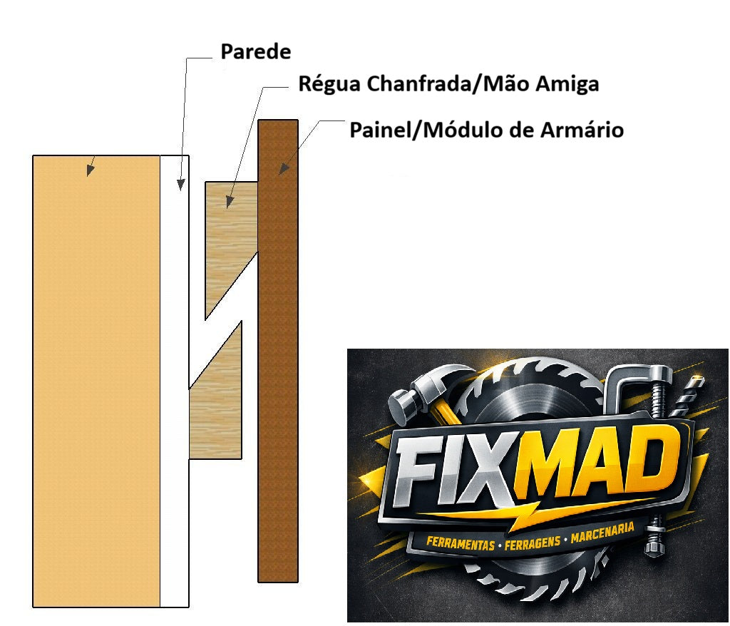 Régua Chanfrada/Mão Amiga em MDF 15mm