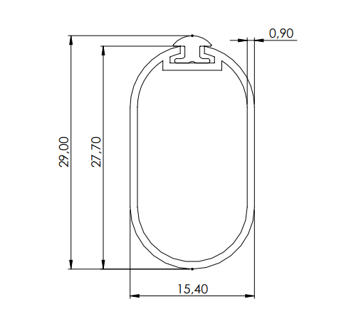 Tubo Cabideiro Oblongo Com Baguete 3M - SAS