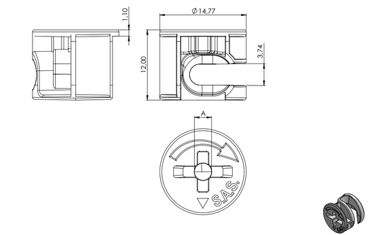 Tambor Mini Fix Sasfix Zamack - 15X12mm - Marca SAS