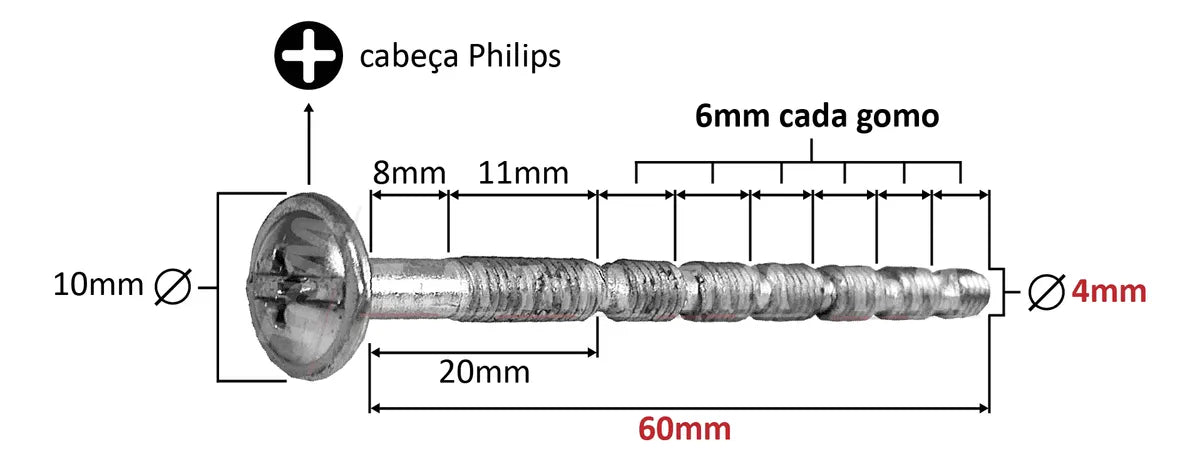 Parafuso para Puxador de Porta M4 x 60mm