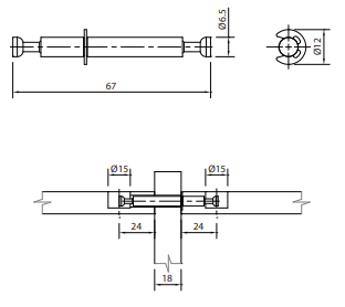 Parafuso Duplo 67mm Mini Fix Para MDF de 18mm - Marca FGVTN
