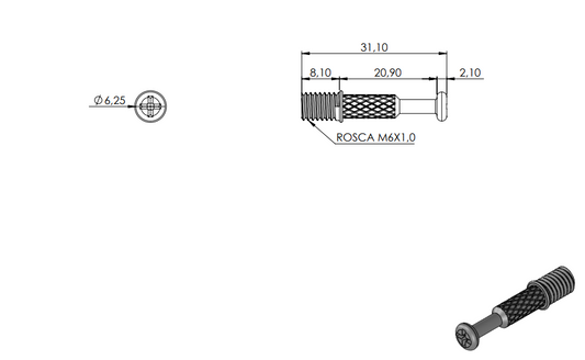 Parafuso Mini Fix Sasfix M6X31mm - Marca SAS