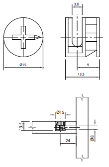 Tambor Mini Fix 15X13,5mm (Para MDF 18mm) - Marca FGVTN