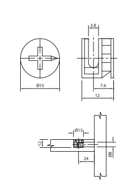 Tambor Mini Fix 15X12mm (Para MDF 15mm) - Marca FGVTN