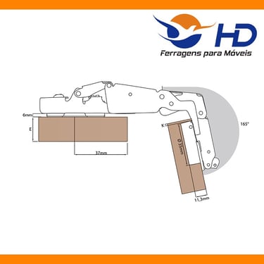Dobradiça Robocop Reta 165° HD