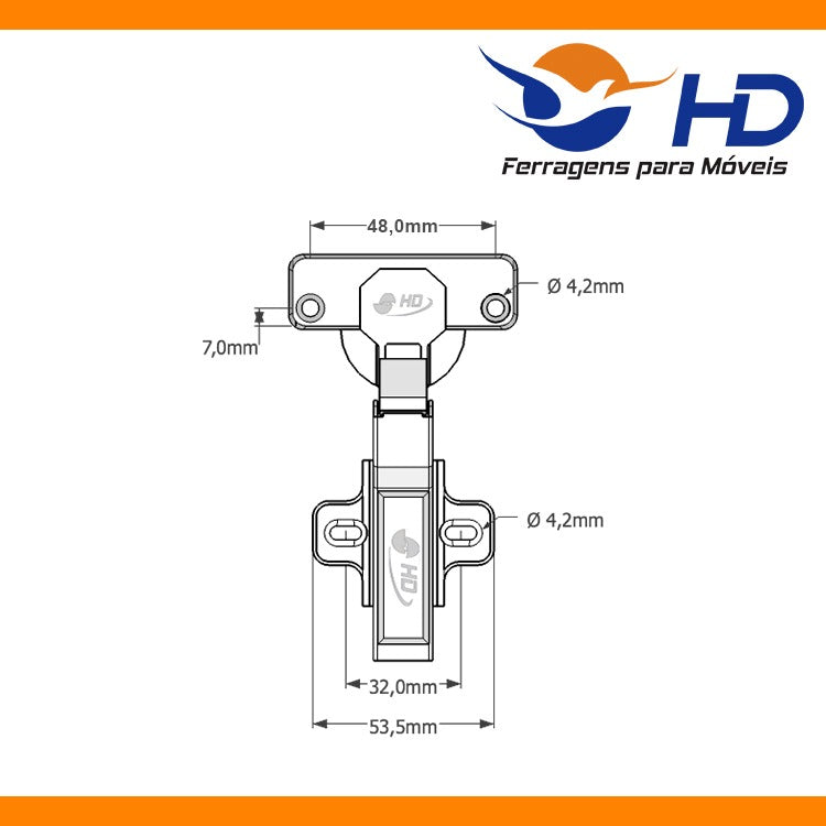 Dobradiça Curva Pistão Clip-on HD (Com Amortecedor)