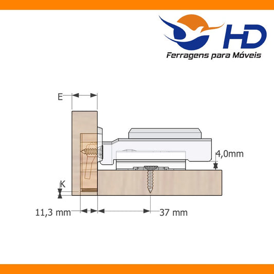 Dobradiça Reta Pistão Clip-on HD (com amortecedor)