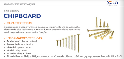 Parafuso Chipboard CH PHS - 10 unidades