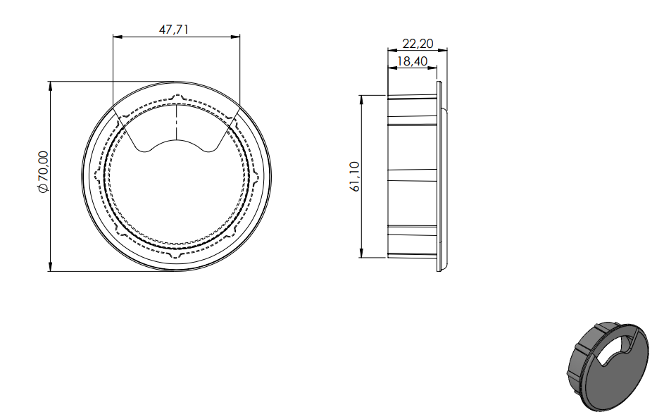 Passa Fio 60X18mm