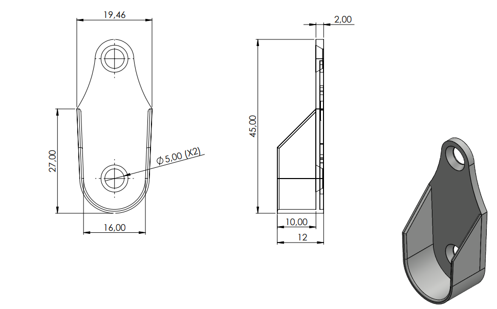 Suporte Cabideiro Lateral Oblongo - SAS