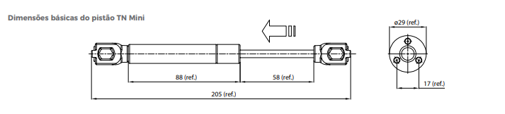 Pistão MINI (CURTO) Cinza 40N - Marca FGVTN