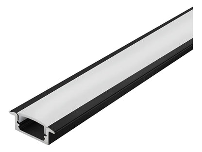 Perfil Calha de Led Preta Para Embutir  - 2 Metros
