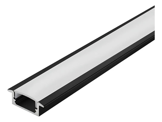 Perfil Calha de Led Preta Para Embutir  - 2 Metros