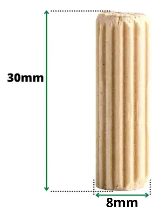 Cavilha de madeira 8 x 30 para montagem de móveis pacote com 100 unid