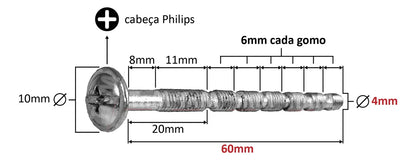 Parafuso para Puxador de Porta M4 x 60mm