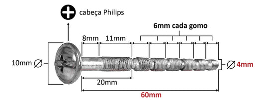 Parafuso para Puxador de Porta M4 x 60mm