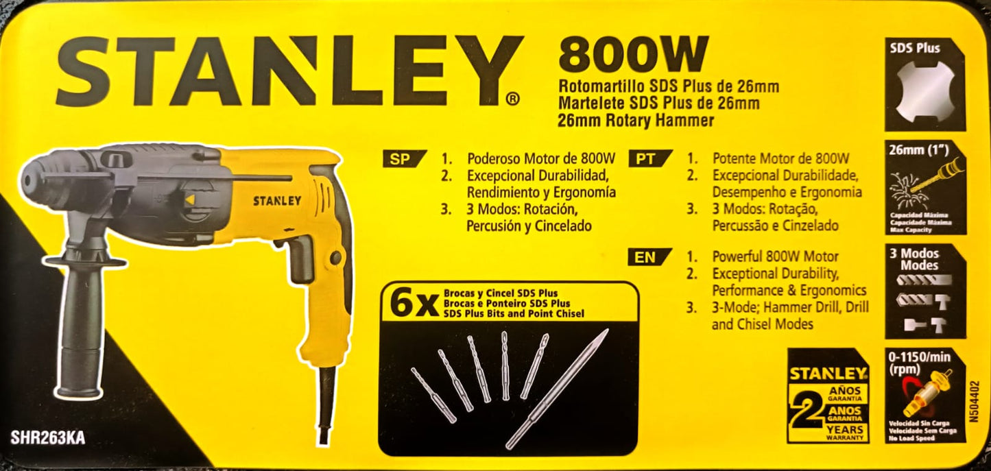 KIT Martelete 800W 26mm 127V  + 6 Brocas SDS