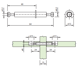 Parafuso Duplo 64mm Mini Fix Para MDF de 15mm - Marca FGVTN