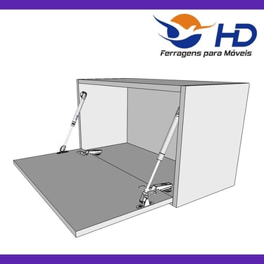 Pistão A Gás Inverso Cinza