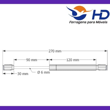 Pistão A Gás Inverso Cinza