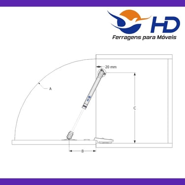 Pistão A Gás Inverso Cinza