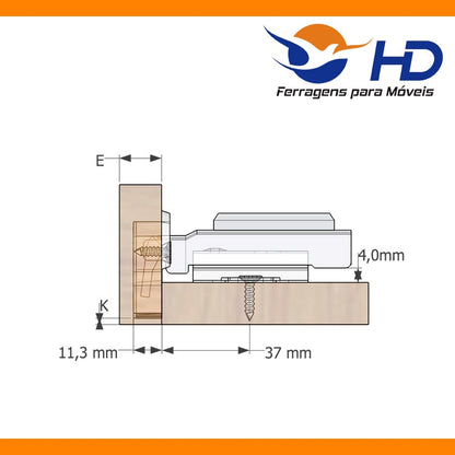 Dobradiça Reta Pistão Clip-on HD (com amortecedor)